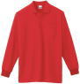 鹿の子長袖ポロシャツのカラー010（レッド）